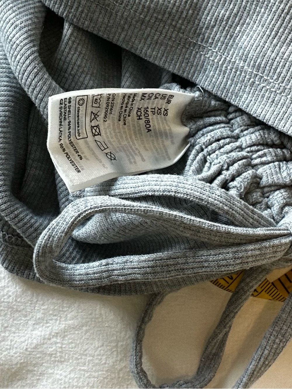 H&M Divided Gray Ribbed Ruched Drawstring Mini Dress XS - Picture 8 of 9